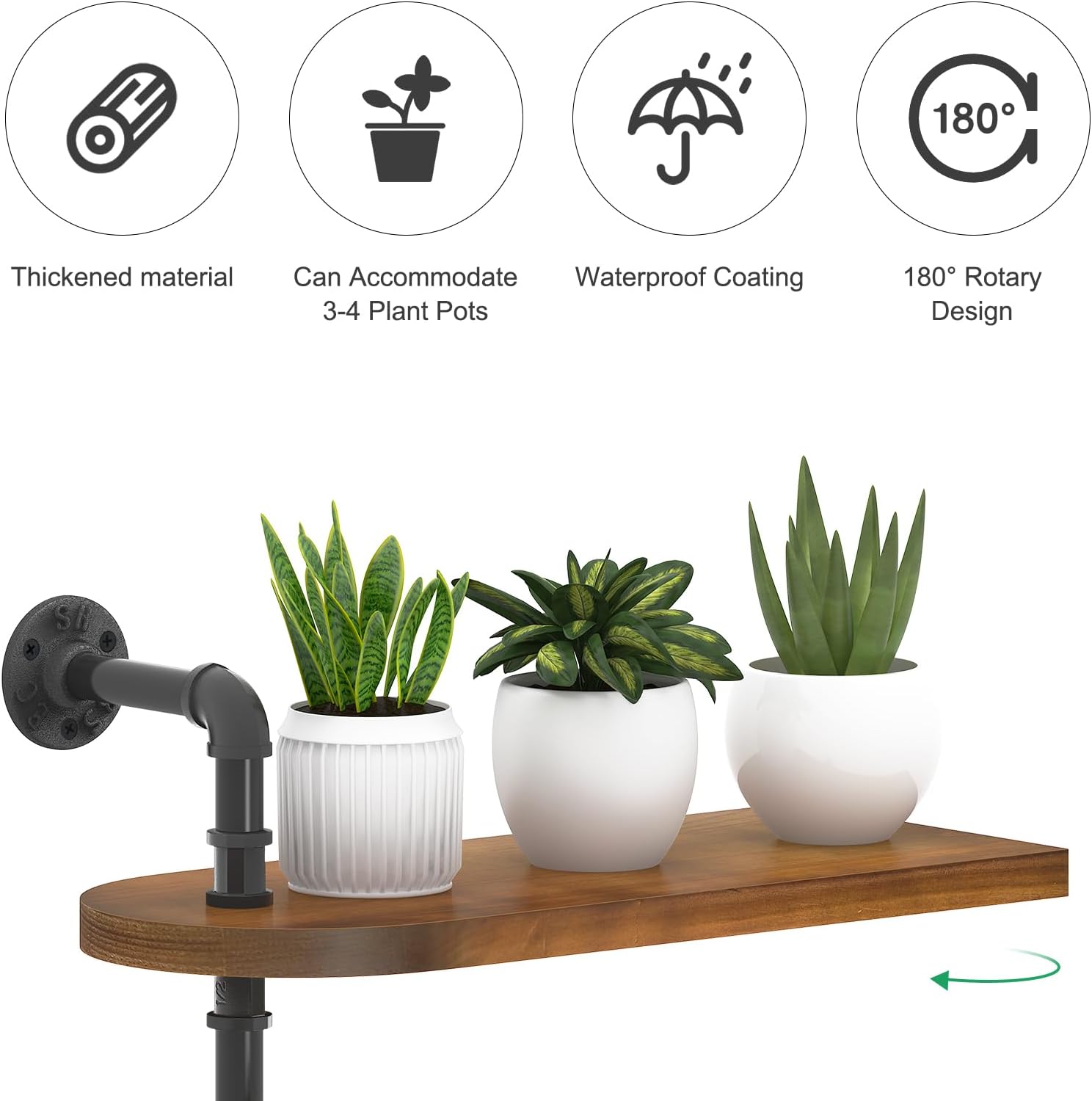 OtGalk 2-Tier Rotating Window Plant Shelf, Wooden Indoor Plant Stand | Rotating design provides optimal light exposure.