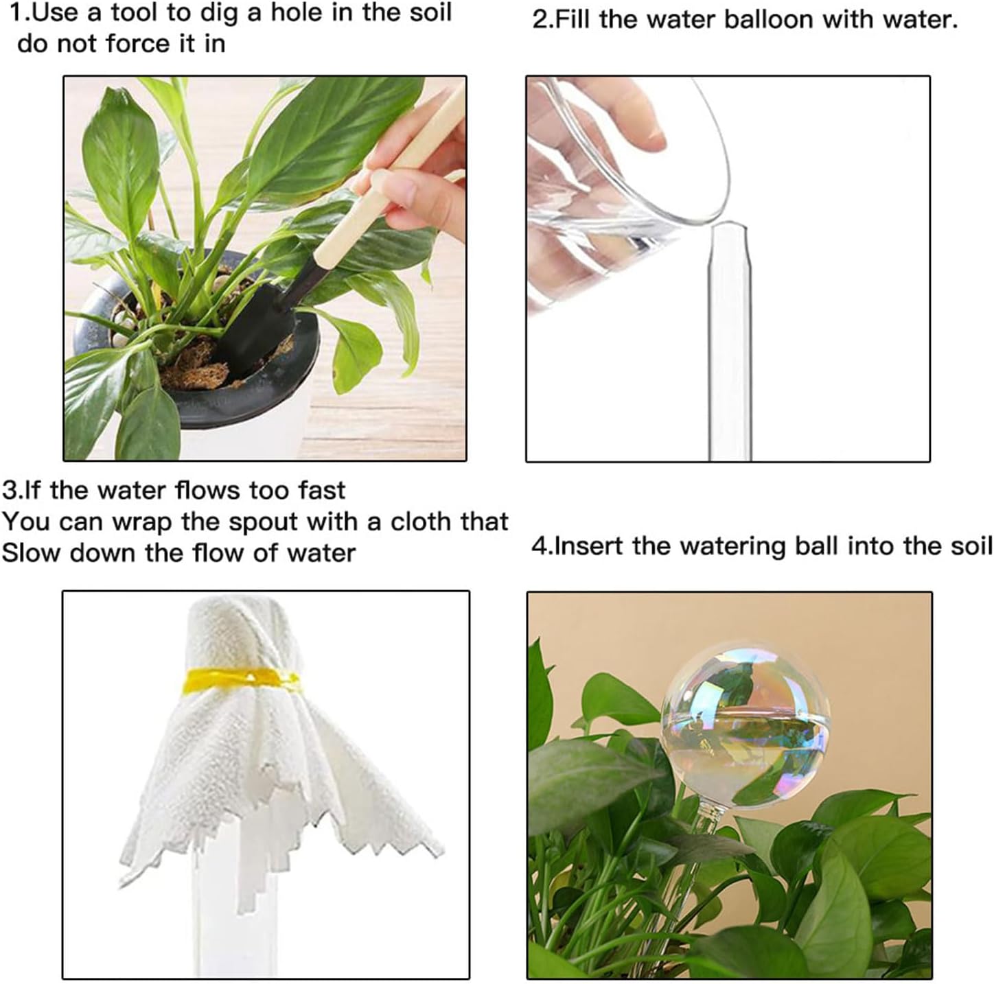 17 Oz 2 Weeks Glass Plant Watering Globes Large Vacation Water While Away Indoor Outdoor Potted Plant Slow Release Self