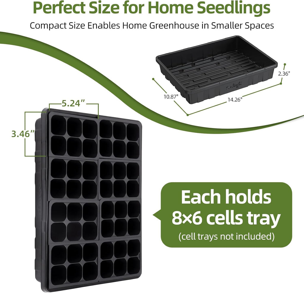 SOLIGT Extra Thick Heavy Duty 10 Pack Seed Starting Trays 14 * 10.8 * 2.3" | Microgreens Growing Trays Seedling Plant