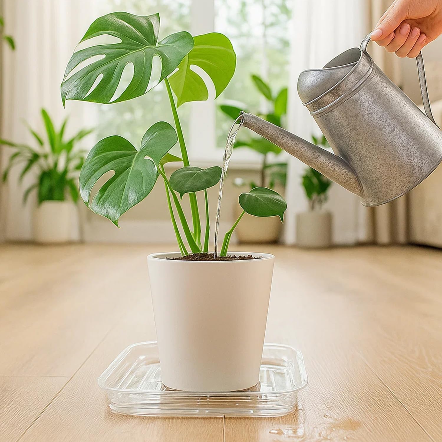 20 Pack Square Plant Saucer Plant Trays for Pots 10 Inch Plant Saucers for Outdoors and Indoor Clear Plant Pot Saucers