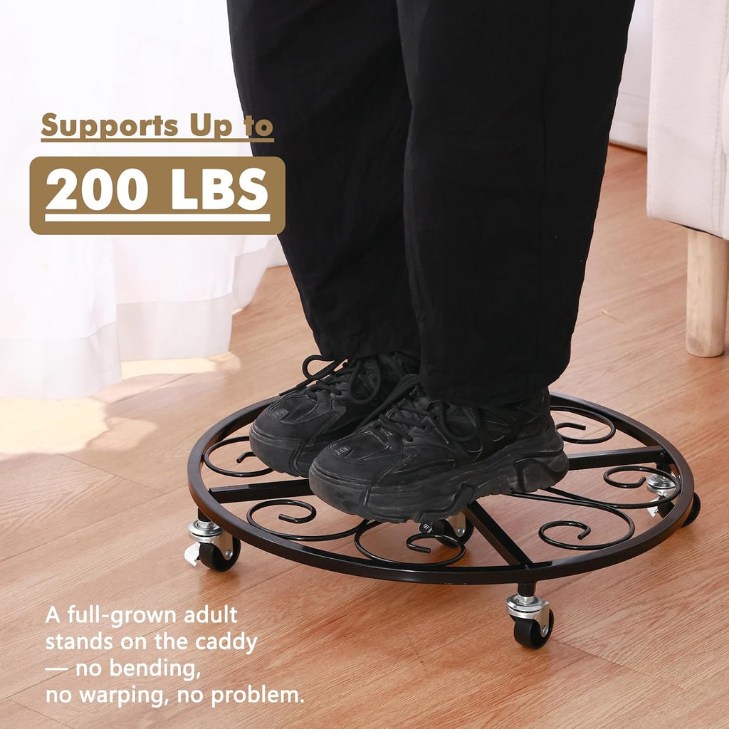 4 Pack Plant Caddy with Wheels 20 Inch Rolling Plant Stand for Large Plants Heavy Duty Plant Rollers Metal Plant Dolly