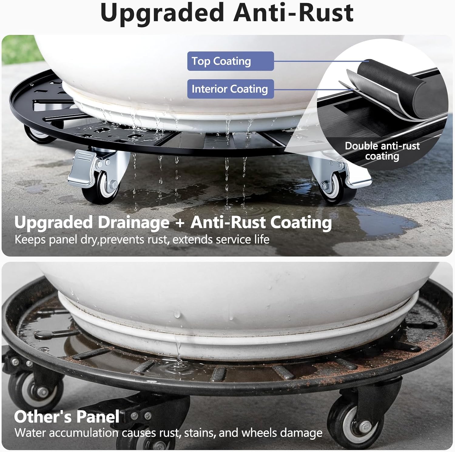 KEDSUM 16" Plant Caddy with Wheels, Anti-Rust & Anti-Slip Plant Stand with Wheels, 440LBS Heavy Duty Rolling Plant