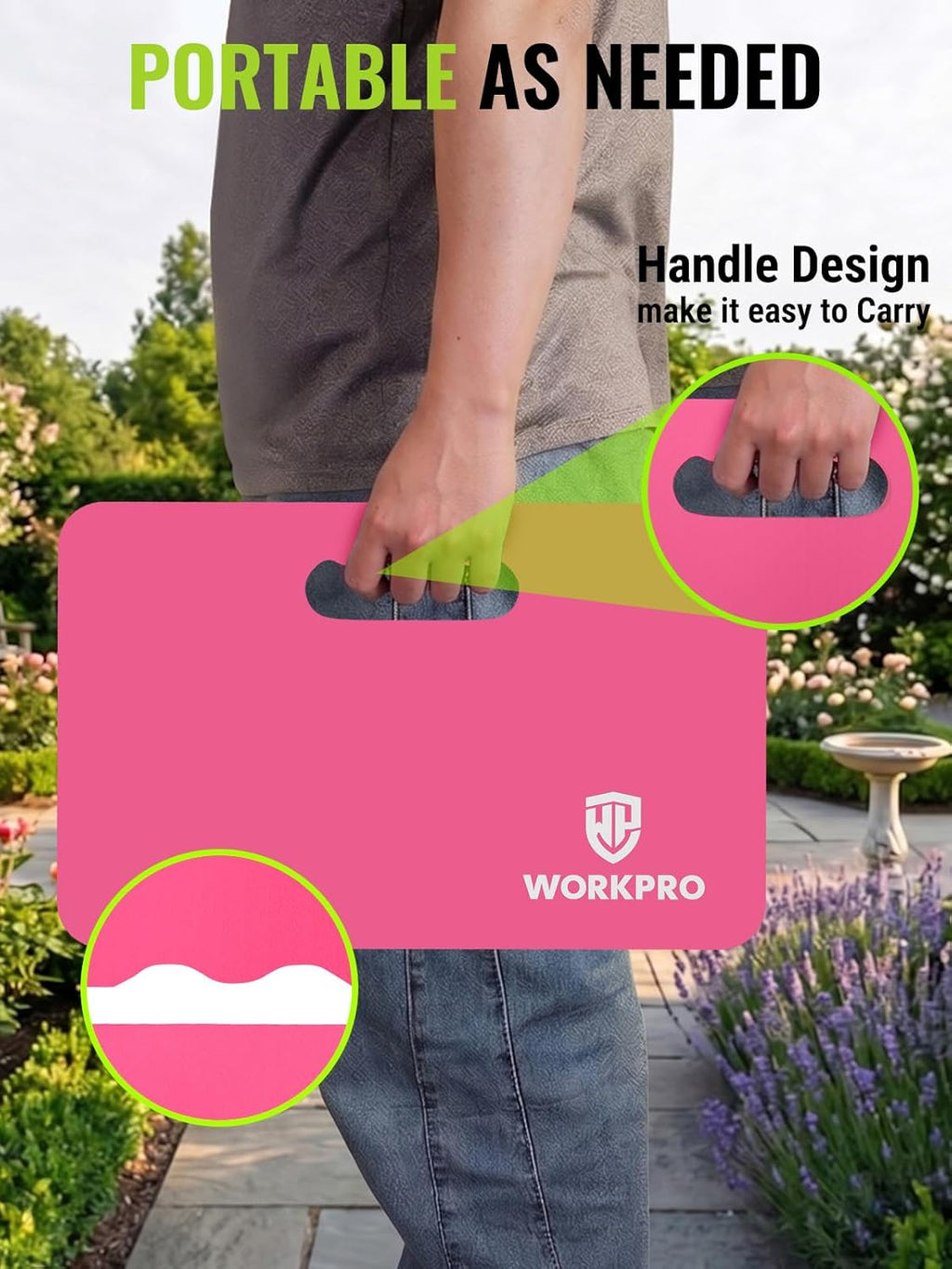 WORKPRO Extra Thick Kneeling Pad, 2 Pack, 17.5 x 11 x 1.5 in, Pink | Soft NBR Foam Cushioning for Knee, Large Foam
