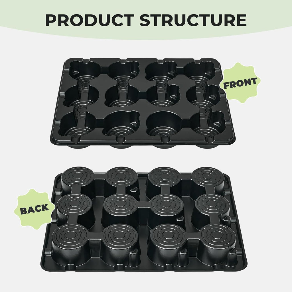 10 Pack 12 Cell Reusable Seed Starting Trays for 4 Inch Planters | Ten 12 cell trays hold up to 120 compatible 4 inch