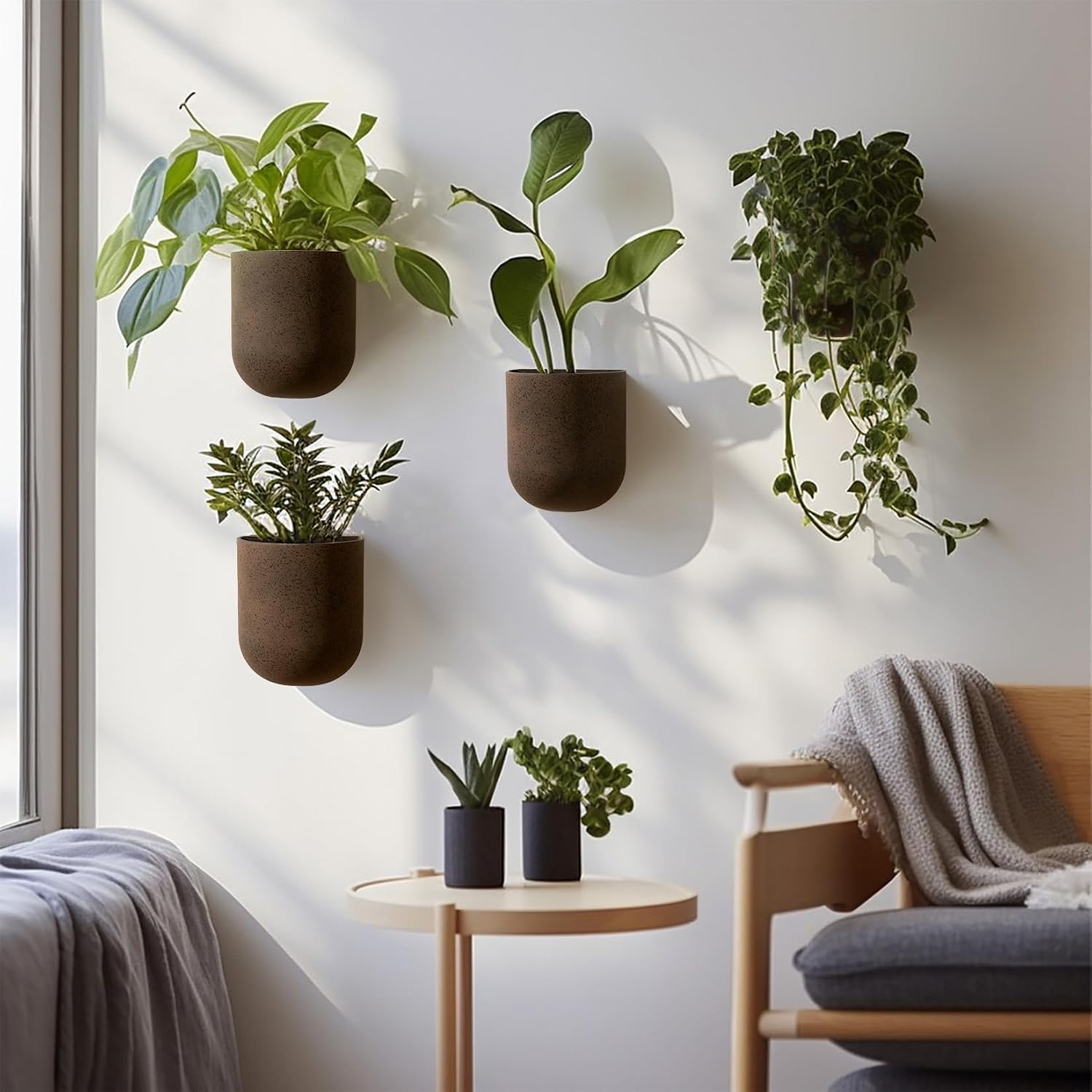 LA JOLIE MUSE Wall Planters for Indoor Plants, Hanging Flower Pots, 2 Pack | Wall Hanging Planters, Decorative Wall