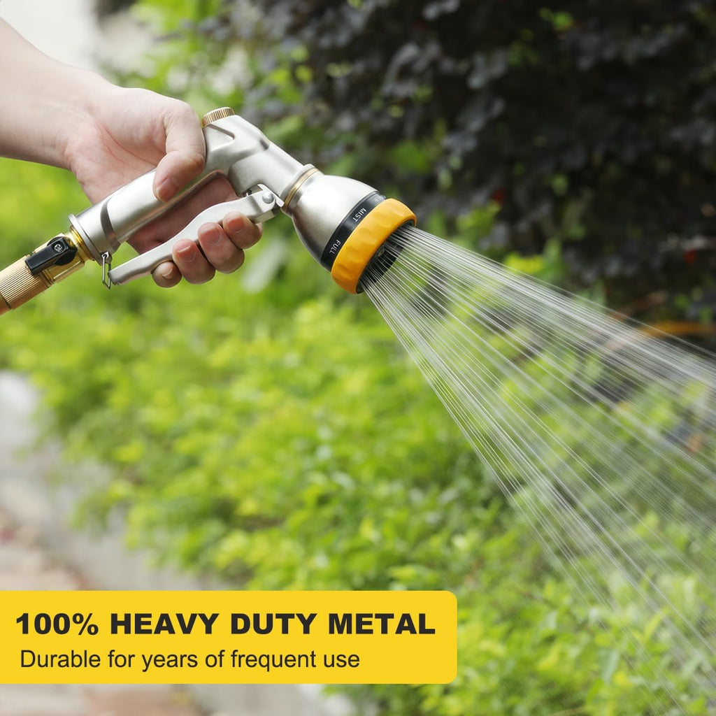 FANHAO Metal Garden Hose Nozzle Heavy Duty, 7 Adjustable Spray Patterns | Rustproof Zinc Alloy, Ergonomic Grip