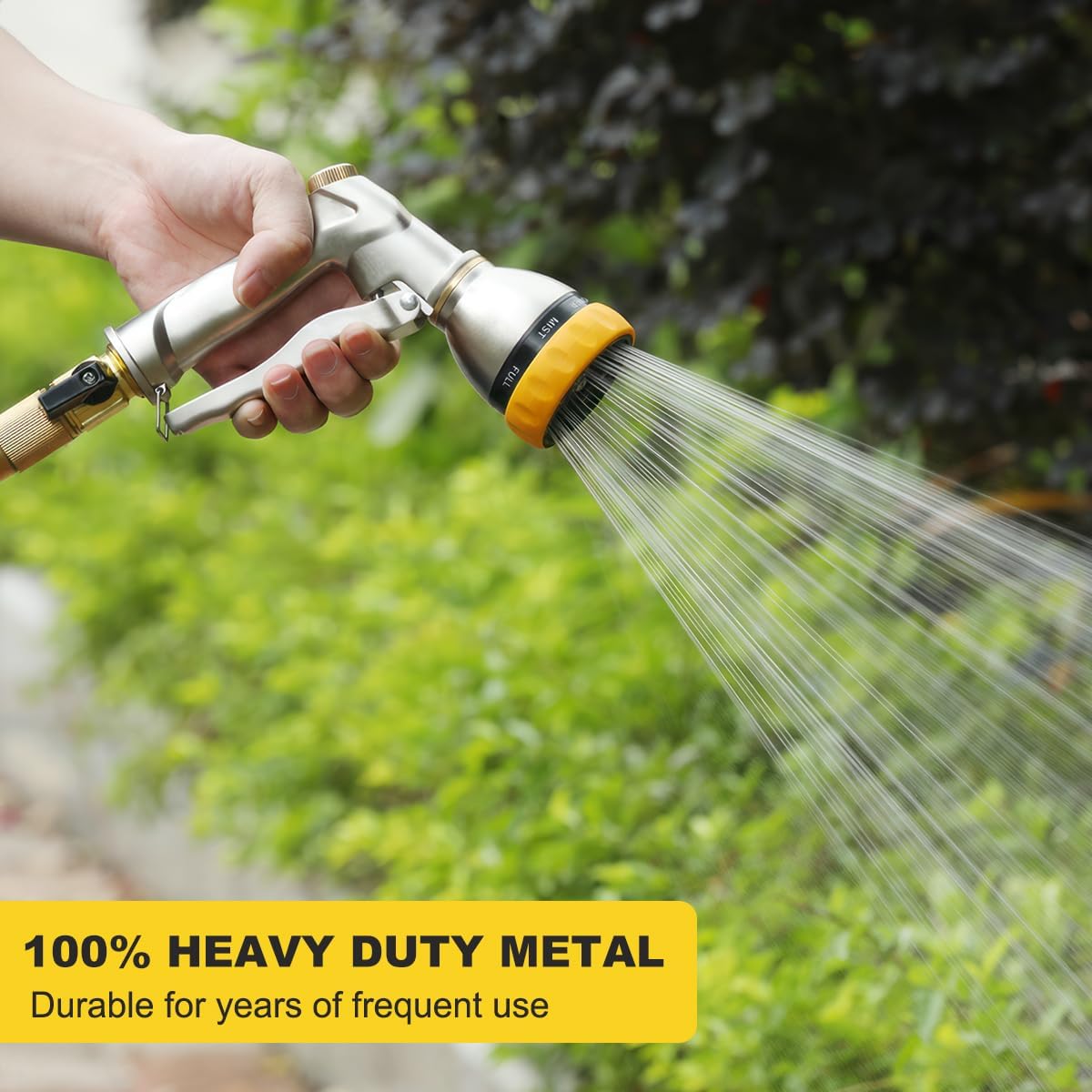 FANHAO Metal Garden Hose Nozzle Heavy Duty, 7 Adjustable Spray Patterns | Rustproof Zinc Alloy, Ergonomic Grip