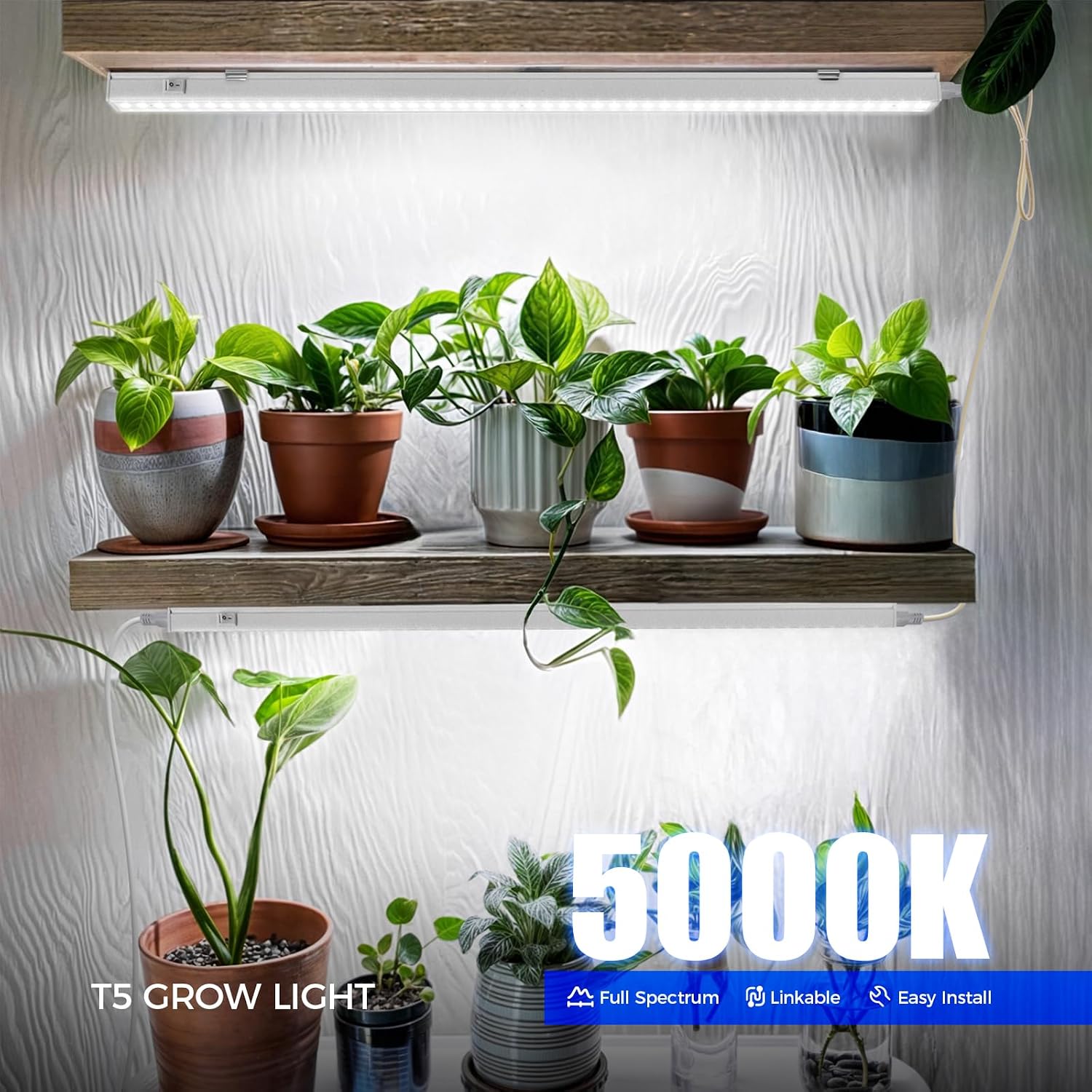 Barrina T5 Grow Lights for Indoor Plants, 2FT 5000K 40W (4 X 10W), 4 Packs | LED Grow Light with Separate Switch