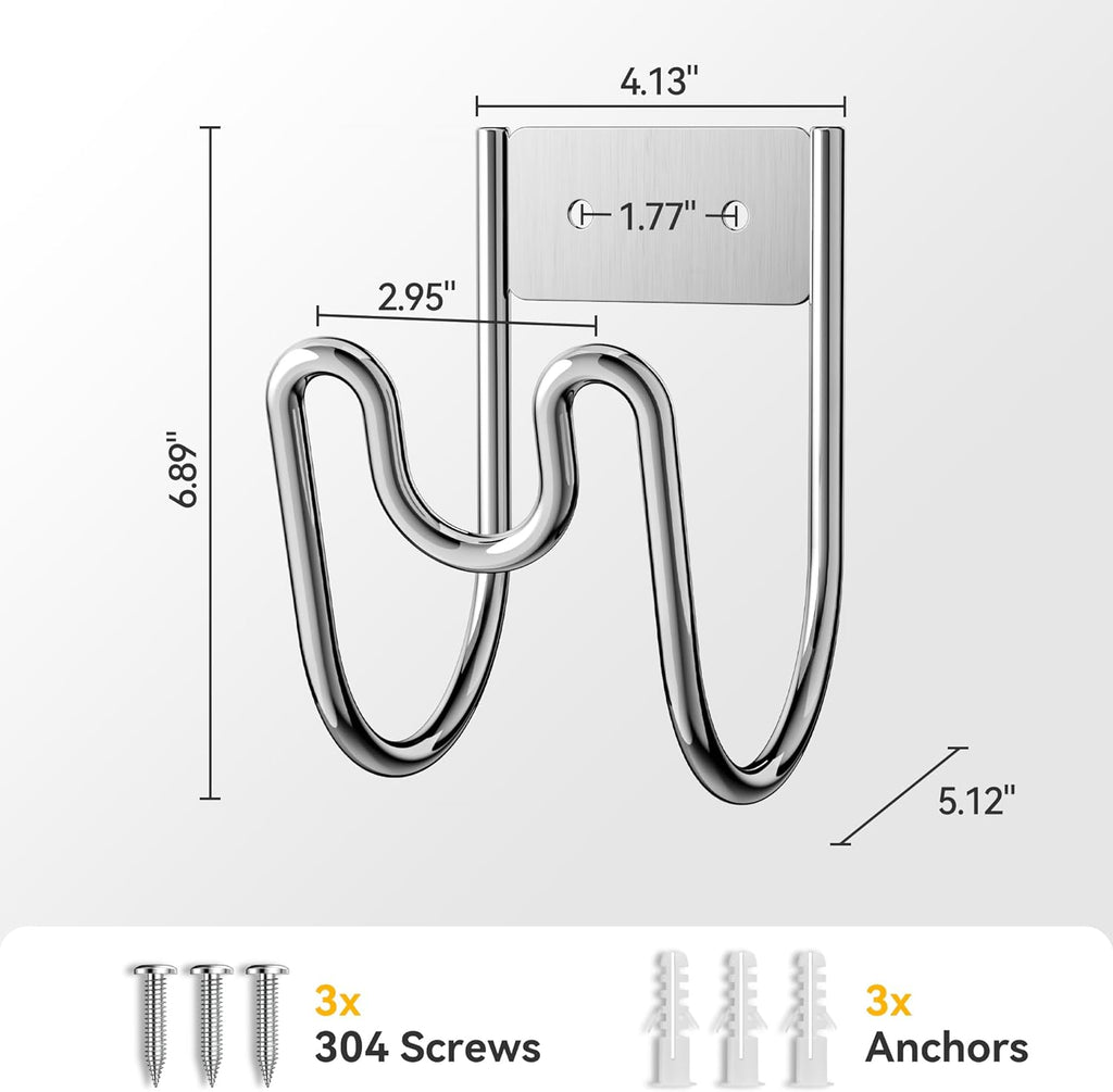 Garden Hose Holder Wall Mount - SS304 Stainless Steel Water Hose Hanger Heavy Duty Rack for Extension Cords Vacuum Hose
