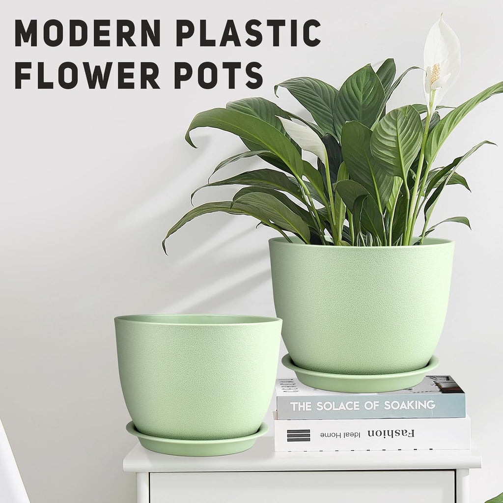 YNNICO Plant Pots 12/10/9 inch Set of 3, Flower Pots with Multi Mesh Drainage Holes, Large Planters for Indoor Outdoor