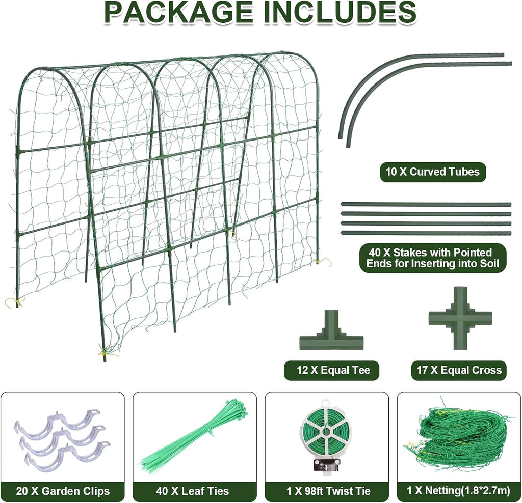 iGreely Cucumber Trellis for Raised Bed, U-Shape Garden Arch Metal Support for Climbing Plants, Metal Arch Vegetables
