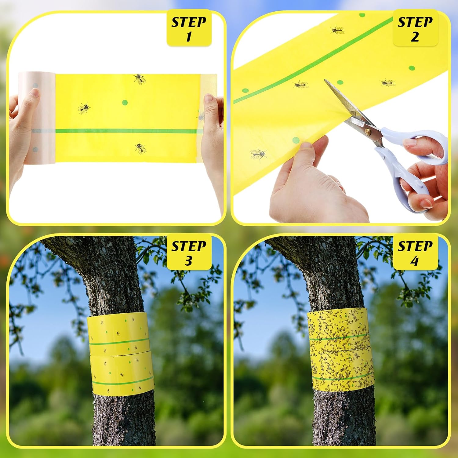 12 Rolls Spotted Lantern Fly Tree Trap 30 Feet Each Roll Lanternfly Tree Outdoor Fruit Fly Sticky Strips Paper Insect