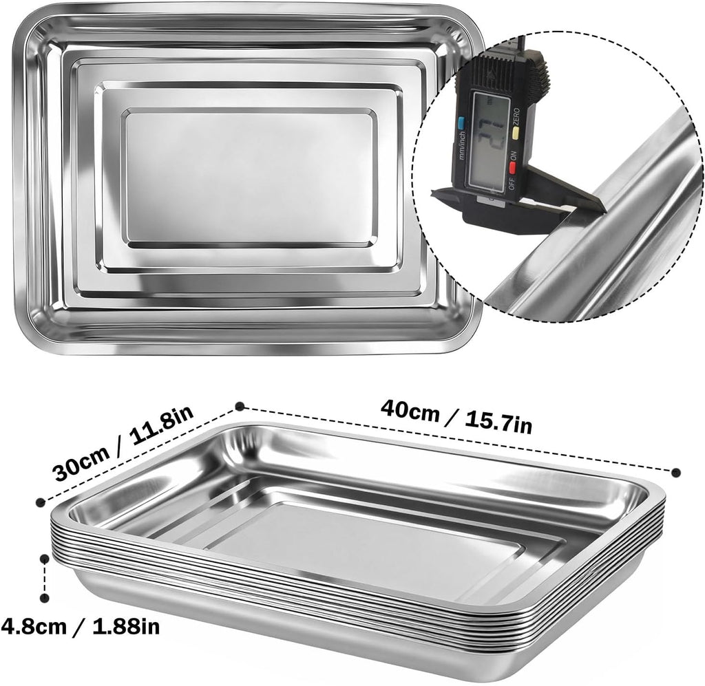 10-Pack 16 Inch Stainless Steel Growing Trays, Heavy-Duty Metal Sprouting Tray for Plants, Stainless Steel Plant