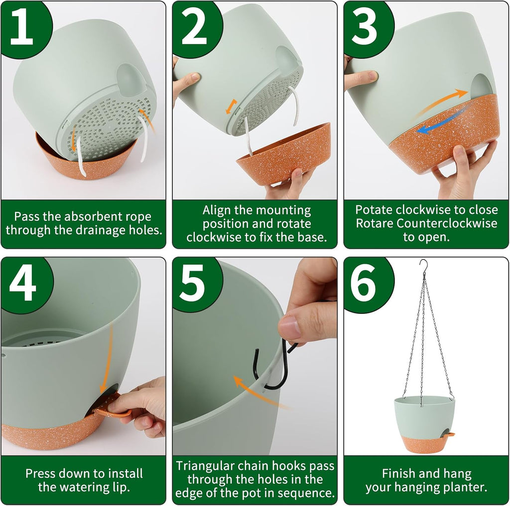 Hanging Planter, 10 inch Hanging planters for Indoor. Outdoor Plants, Self Watering Plant Pot, 2 Pack Large self