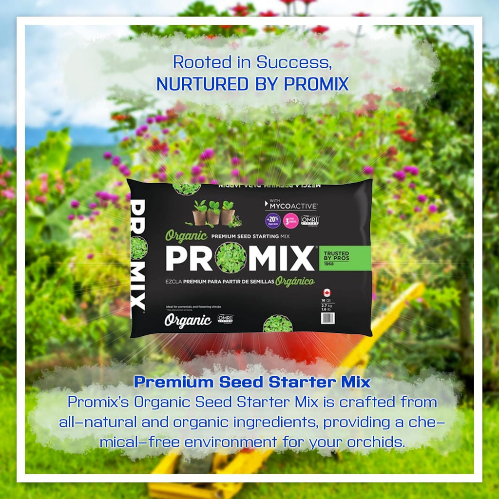 Promix Premier Horticulture Organic Pro Seed Starting Mix; 16 qt with My Garden Pool PH Soil Test Strips 20 ct, and