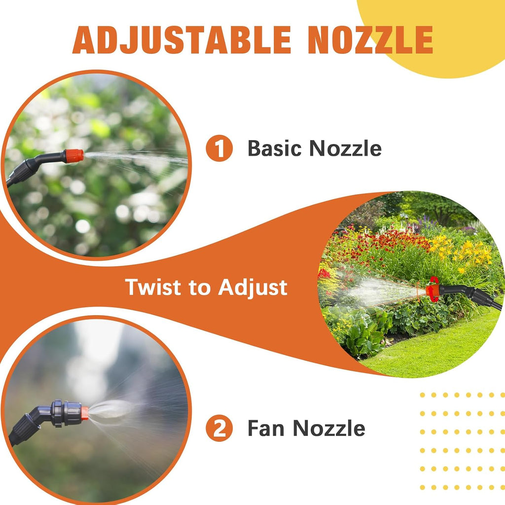 1 Gallon/3.78L Pressure Sprayer - Multi-Use Pump Mister for Garden, Lawn & Home with 2 Nozzles, Shoulder Strap & Gloves