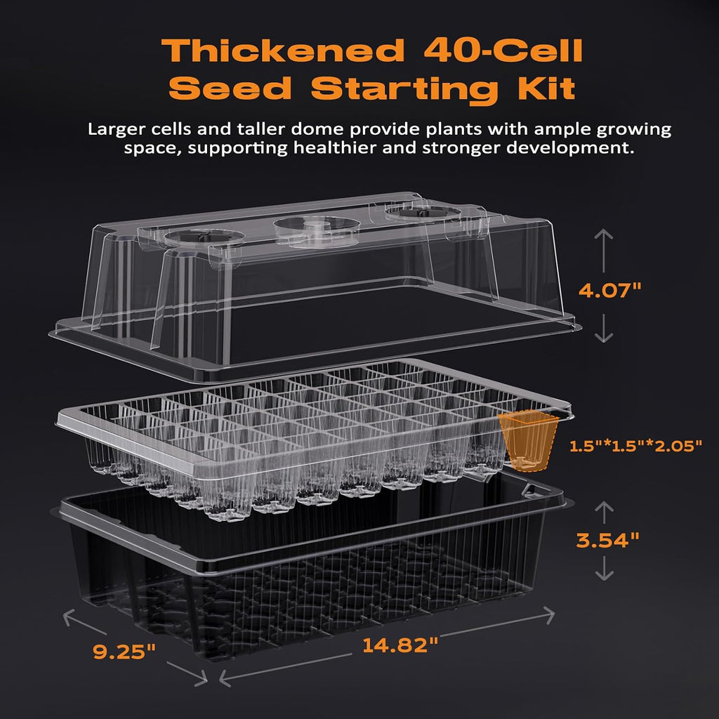 Patigrow 80-Cell Self-Watering Seed Starter Tray with Grow Light, Seed Starter Kit with 4.07” Humidity Dome, Indoor