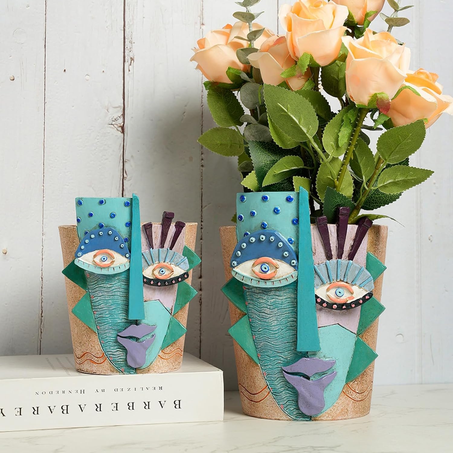 Abstract Face Planter Pot – Picasso Flower Pots, Unique Head Planters for Indoor Plants, Handmade Brutalist 3D Art
