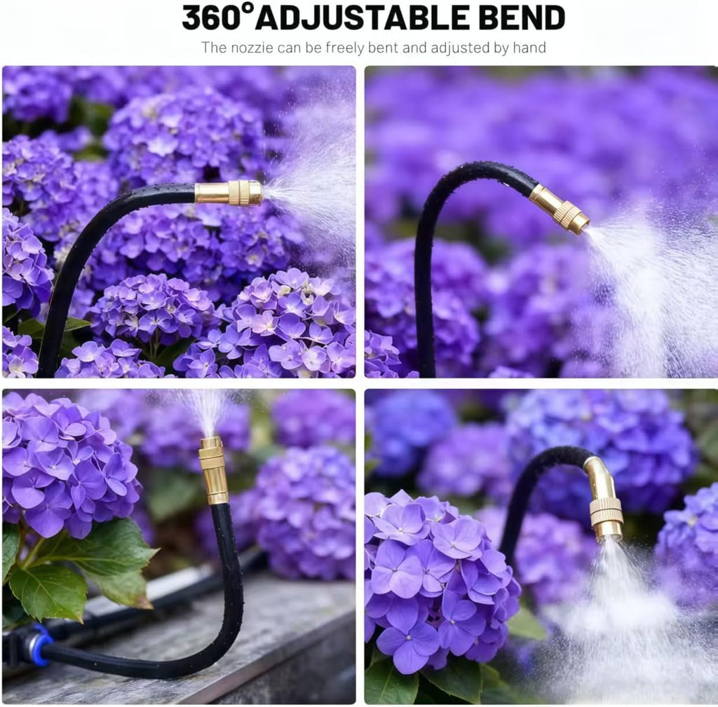 Drip Irrigation System，360° Bendable Drip Irrigation Kit Automatic Irrigation System for Garden, Adjustable Garden