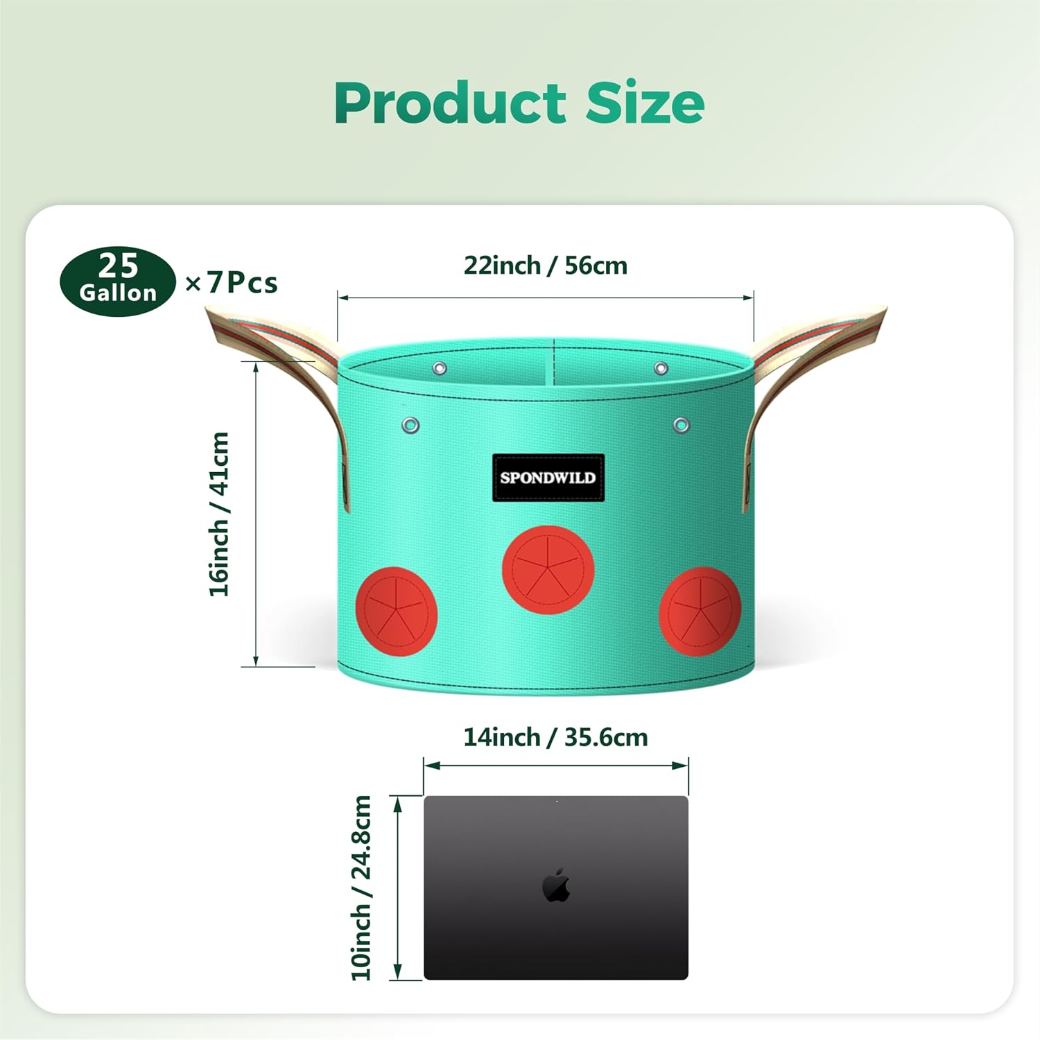7 Pcs 25 Gallon Grow Bags, PE Plant Pots with 8 Breathable Holes | Collapsible Gardening Supplies with Drainage Holes