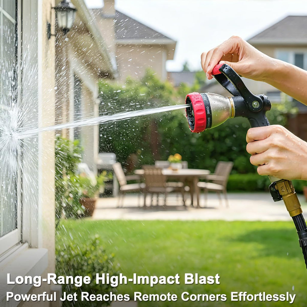 FANHAO Fireman Style Garden Hose Nozzle Heavy Duty Metal, 8 Spray Patterns | Large Lever Control, Non-Slip Ergonomic