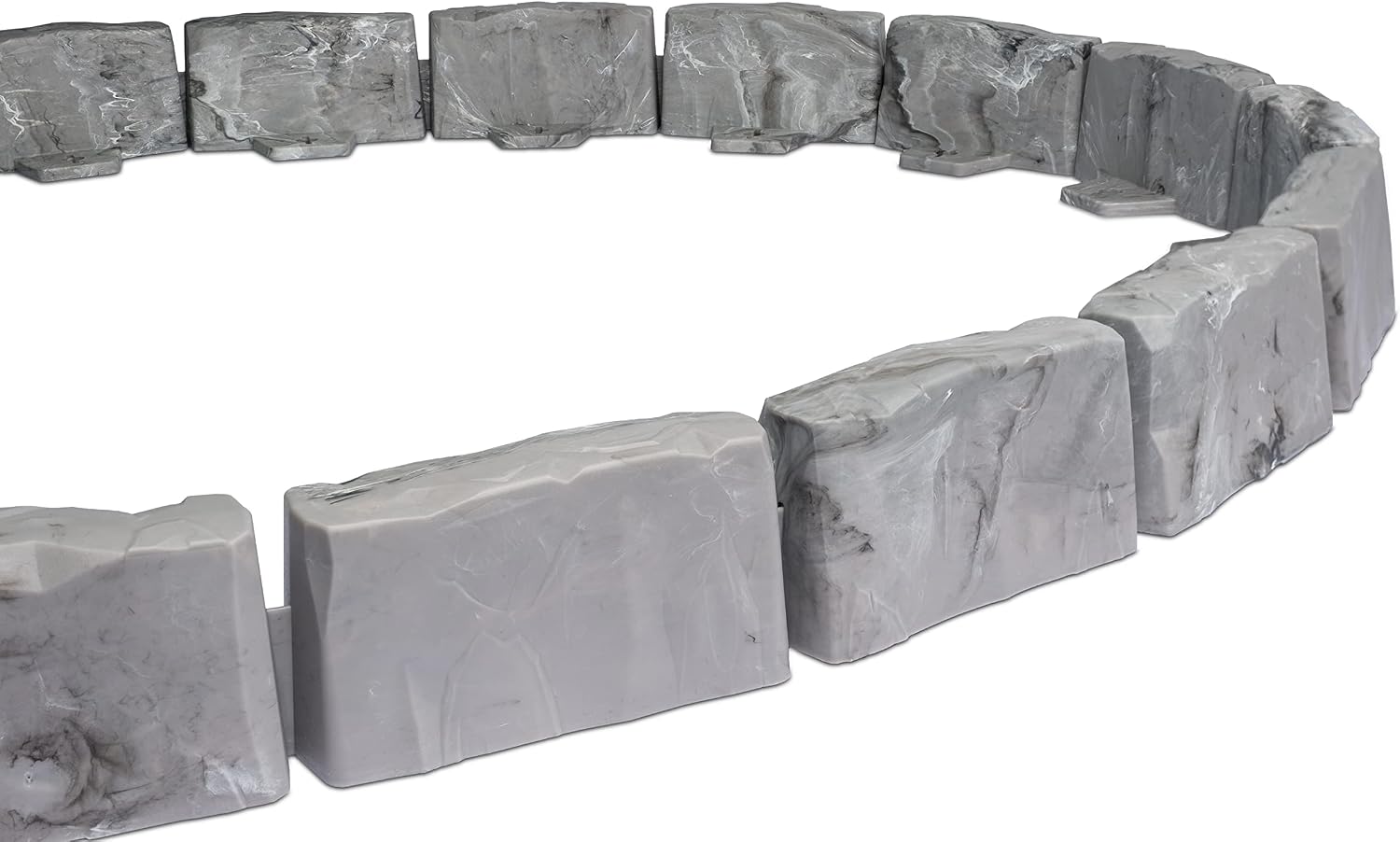 EasyFlex No-Dig Landscape Edging with Anchoring Spikes, 2.7 in Tall Decorative Stone-Look Garden Border, 15 Foot Kit