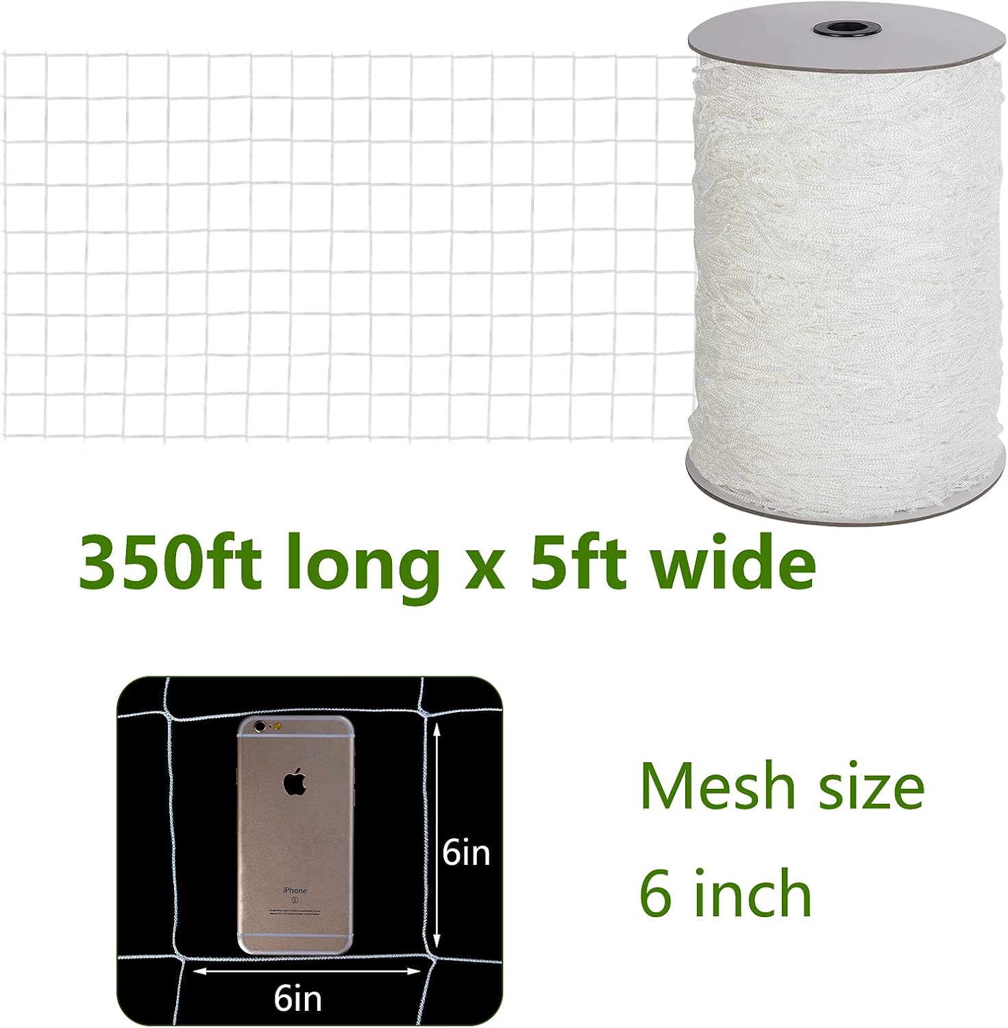 Soft Mesh Nylon Trellis Netting Roll - 5 x 350 ft Heavy Duty Garden Netting for Climbing Plants,Garden Melons