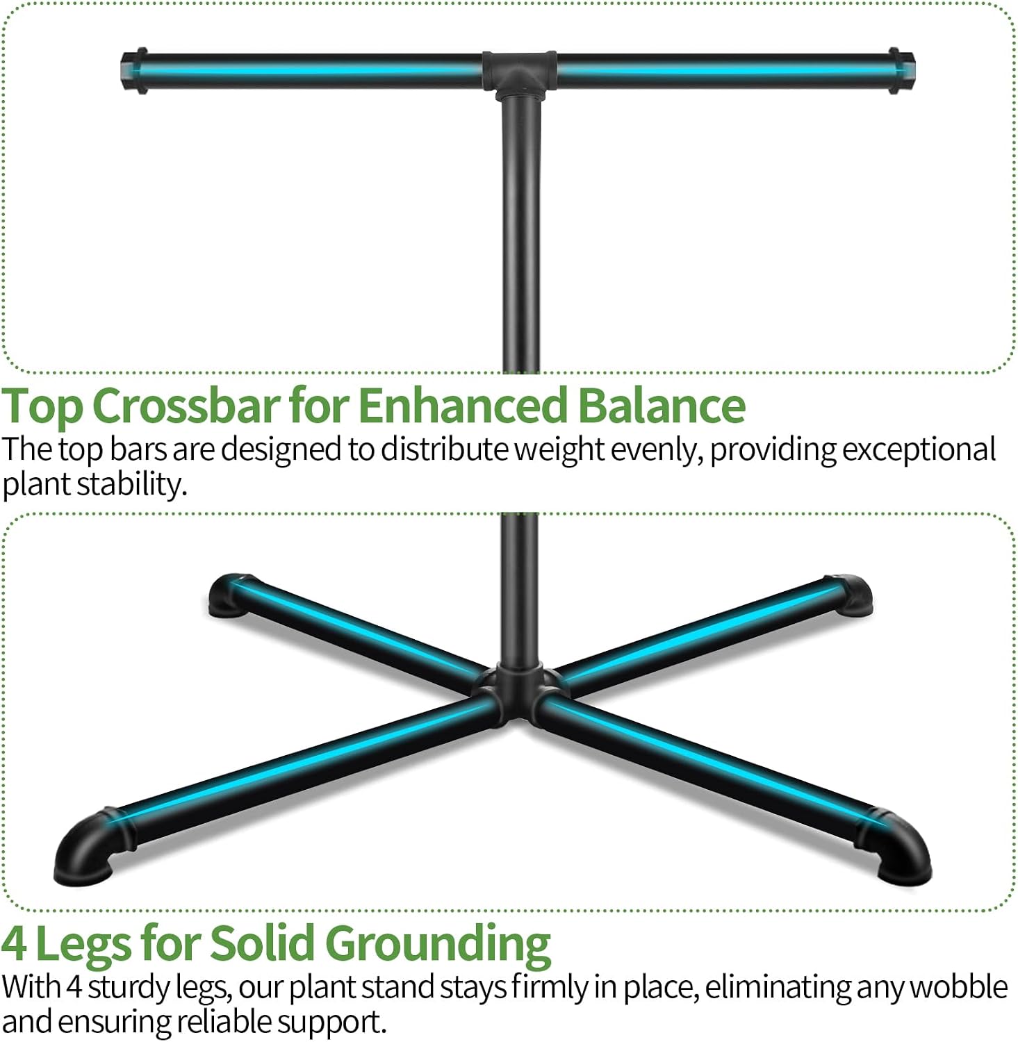 Plant Hanger Indoor, Hanging Plant Stand Heavy Duty Metal Standing Plant Hanger with 4 Hooks Hanging Plant Holder