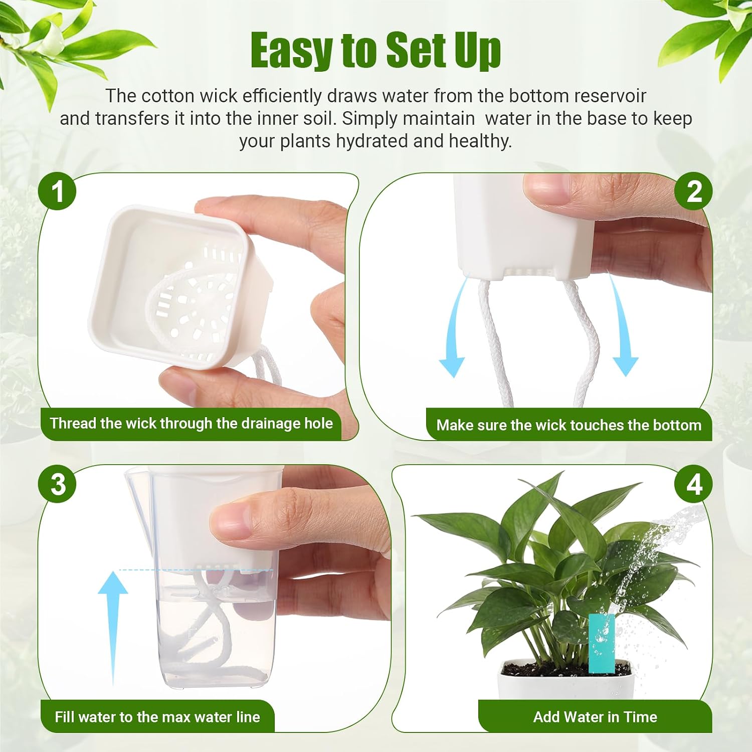 30 Pack 2" Small Self Watering Pots for Indoor Plants Clear Mini Self Watering Plant Pot with Water Level, Drainage