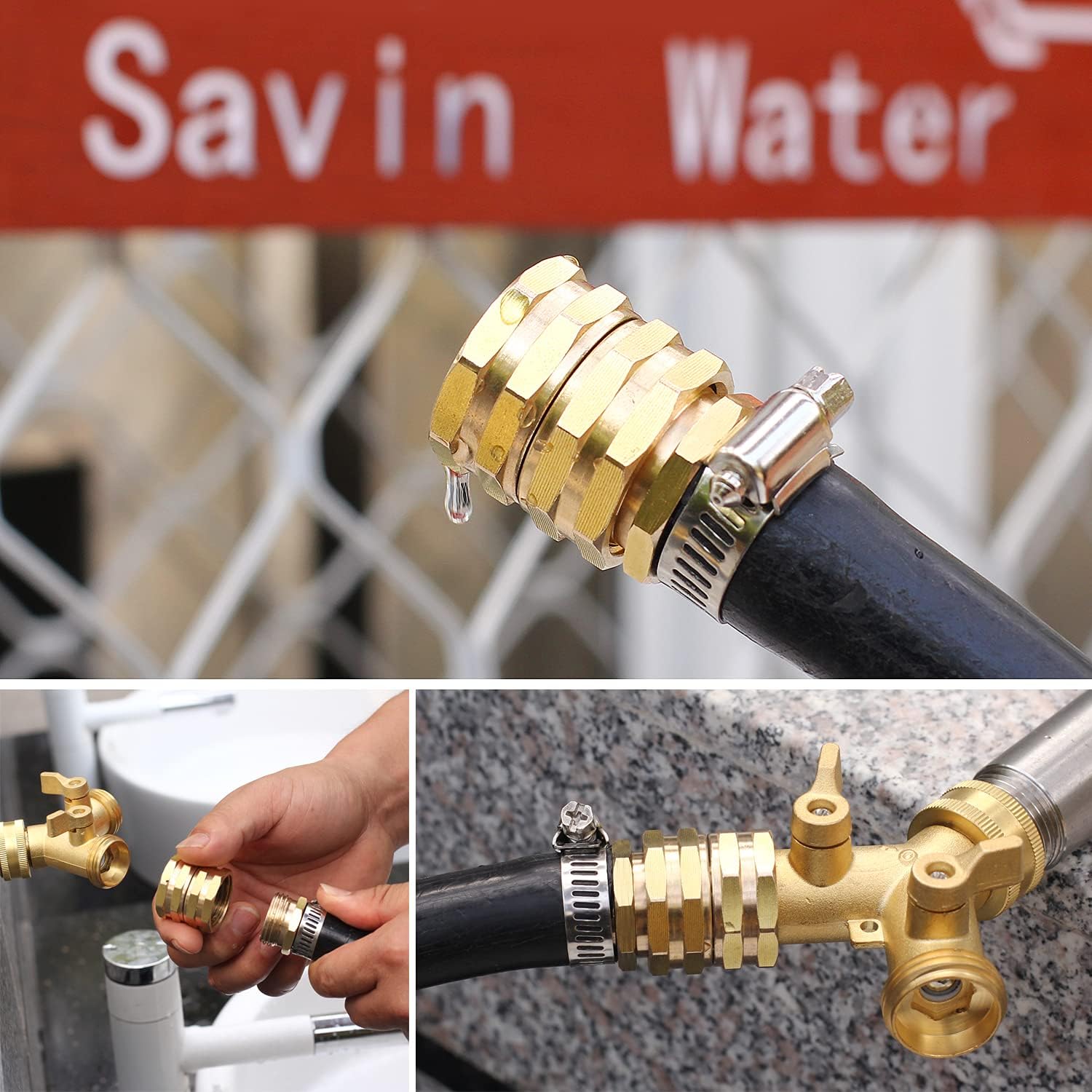 Solid brass Garden Hose Fittings Connectors Adapter Heavy Duty Brass Repair Male, Female faucet leader coupler dual