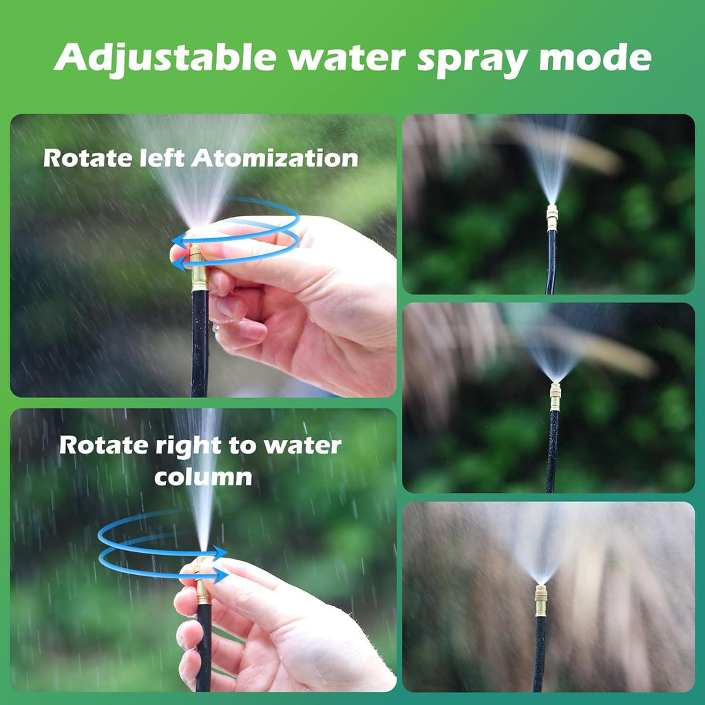 Drip Irrigation System Kit 100 FT with 32 Nozzles, 360° Adjustable Bendable Garden Watering Misting System for