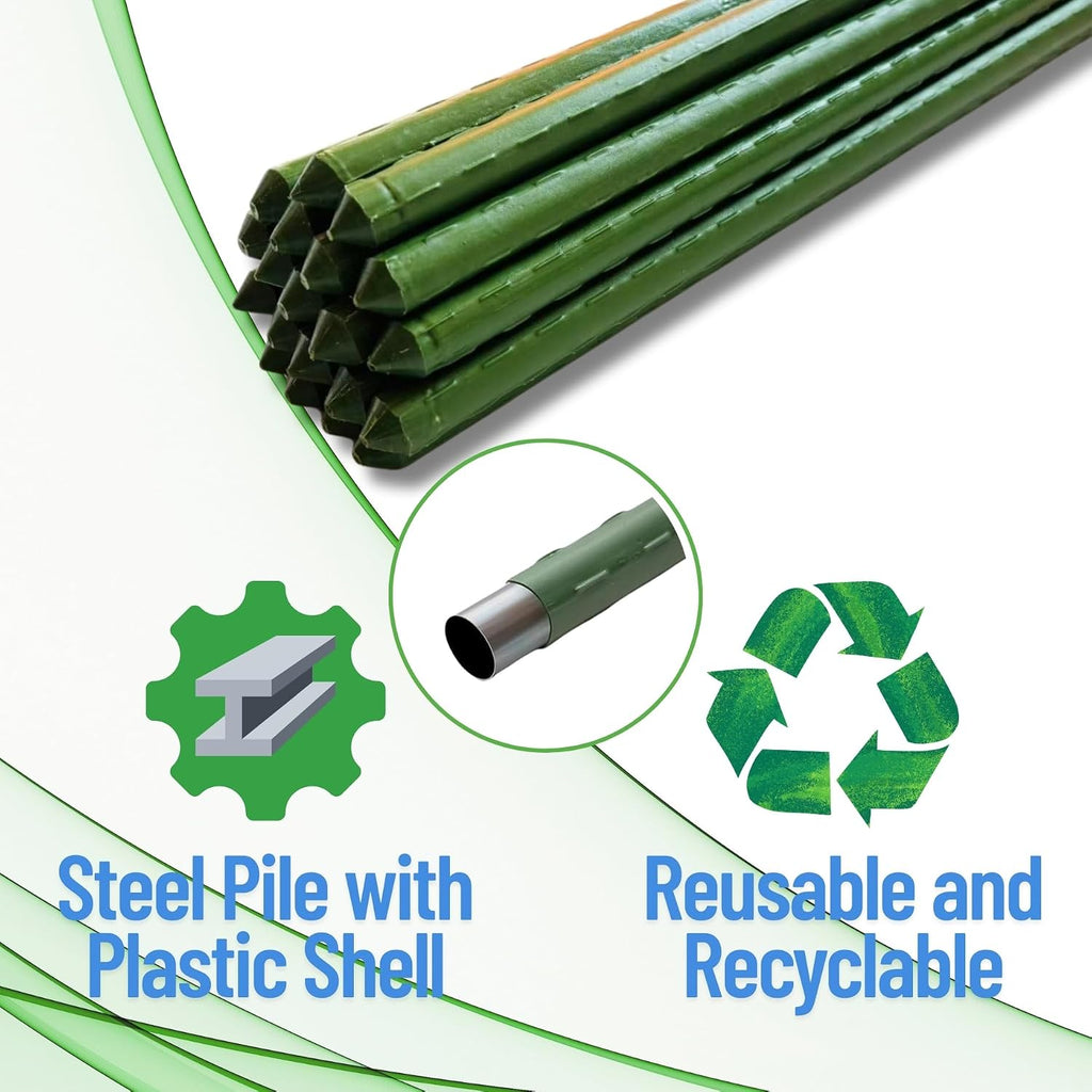 40'' x 100', Green, Plastic Garden Fence with Stakes, Strength | Reusable HDPE Mesh, Construction & Outdoor Use, Easy