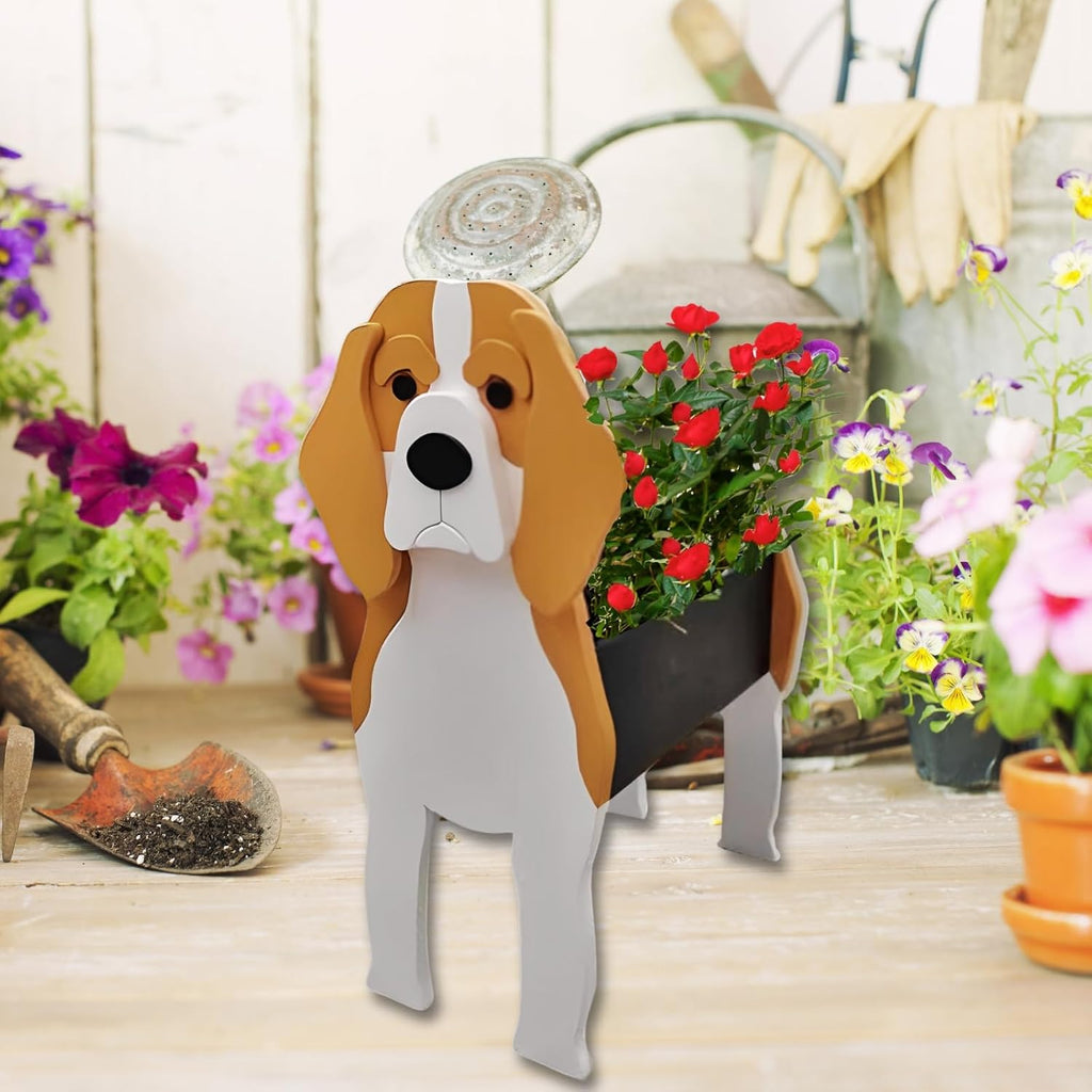 Beagle Dog Planter Pots, Animal Shaped Flower Pot | Large Cute Plant Gift for Women and Pet Lovers, Indoor Outdoor