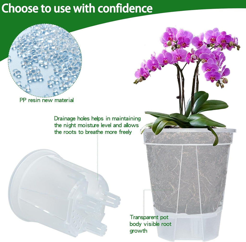 Cdd's Path 6-Pack Bare Root Planter Self Watering Pots Set with Holes for Indoor/Outdoor Plants, 2 Each of 5, 6 and 7