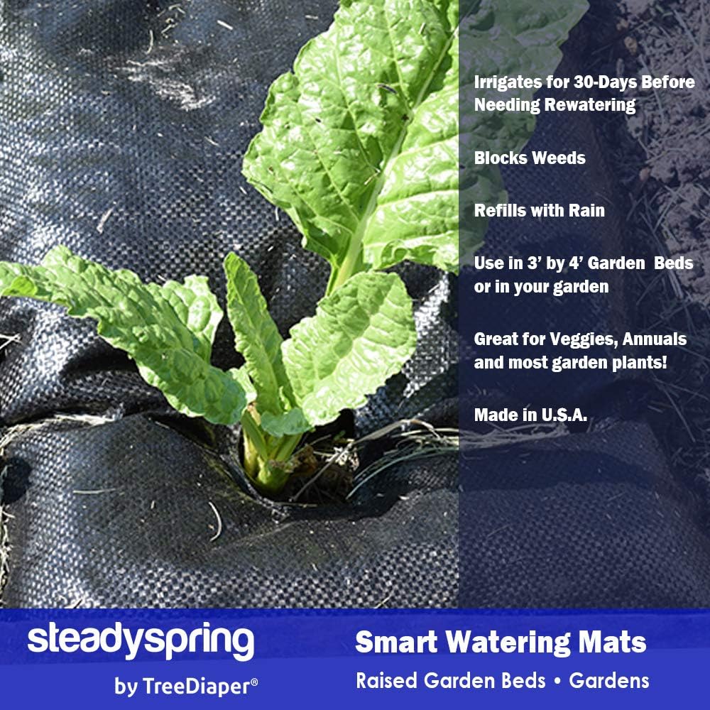SteadySpring® Smart Watering Garden Mat for Raised Garden Beds 30-Day Irrigation Auto Refills with Rain for Gardens
