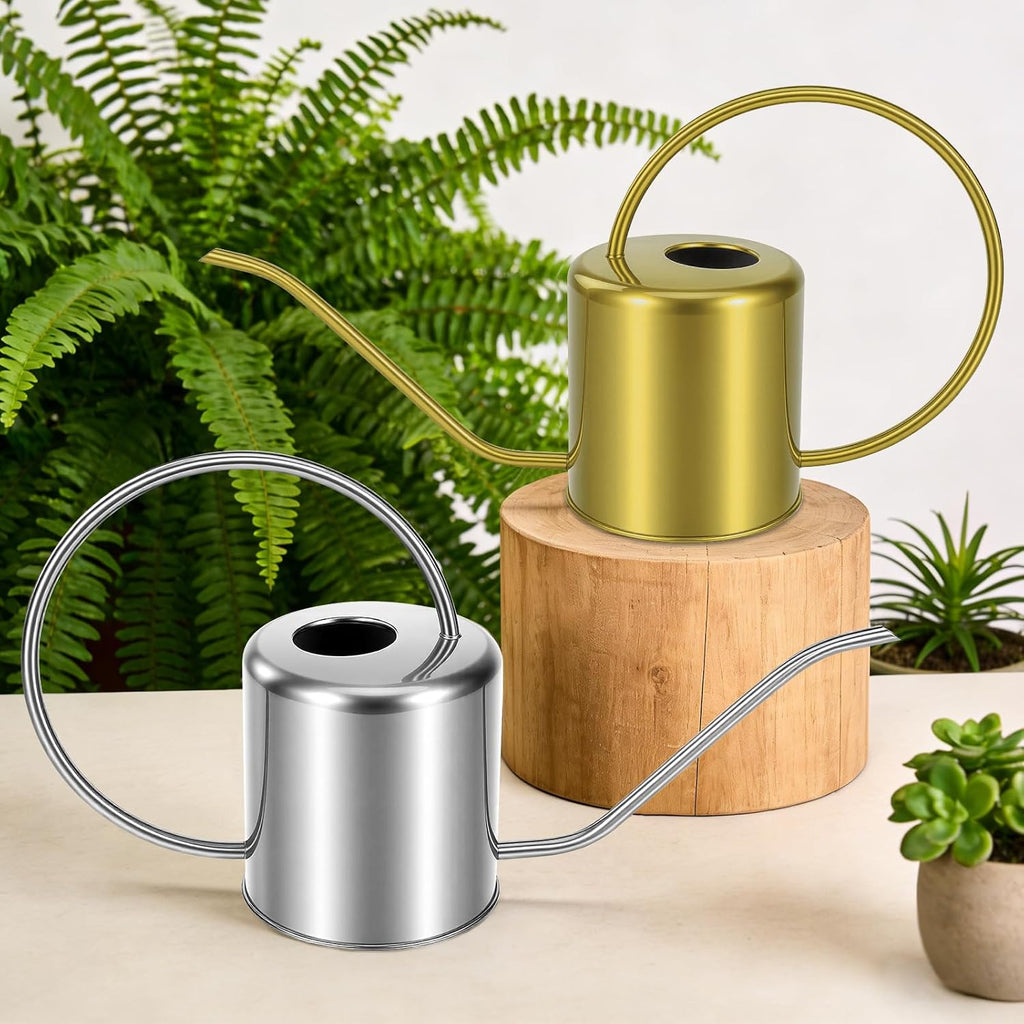 Plant Watering Can, 50 oz / 1500 ml Stainless Steel Metal - Modern Decorative with Long Spout for Indoor Potted Plants