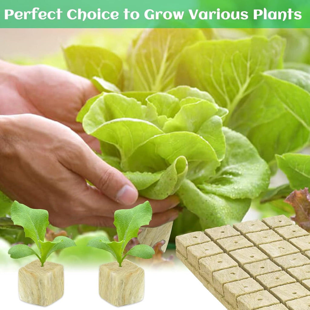 2 Inch Rockwool Cubes for Hydroponics Seed Starter, Rock Wool Planting Cubes Hydroponic Garden Grow Plugs for Soilless