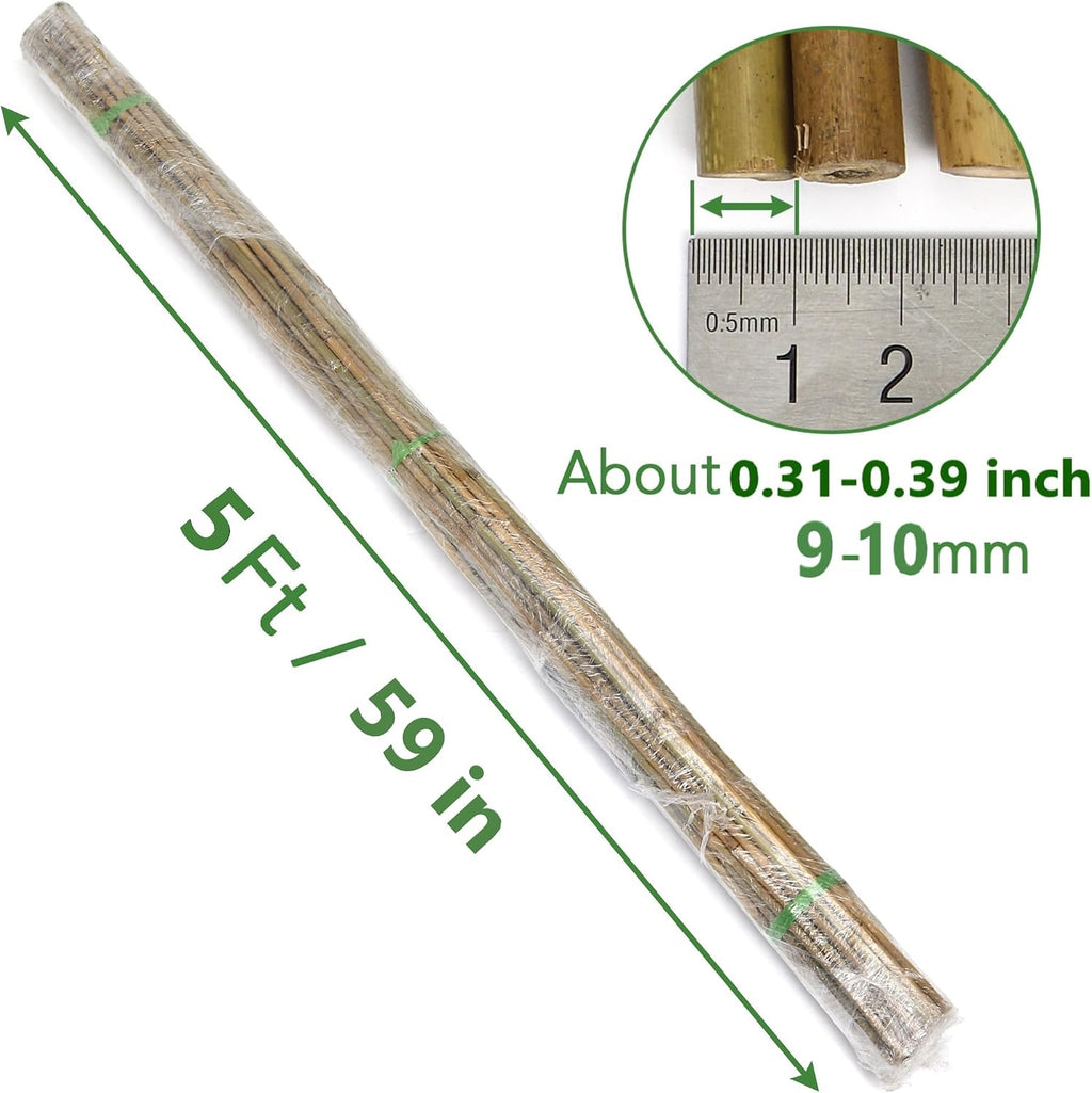 SWANGSA 55 Pack Bamboo Stakes for Plant 5 Feet(57.5inch) Bamboo Sticks for Garden Plant Support Stakes Poles for