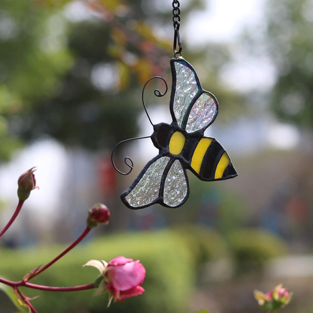 Bumble Bee Stained Glass Window Hanging,Honeybee Suncatcher Gifts | Bee Stained Glass Window Hanging,Suncatcher for