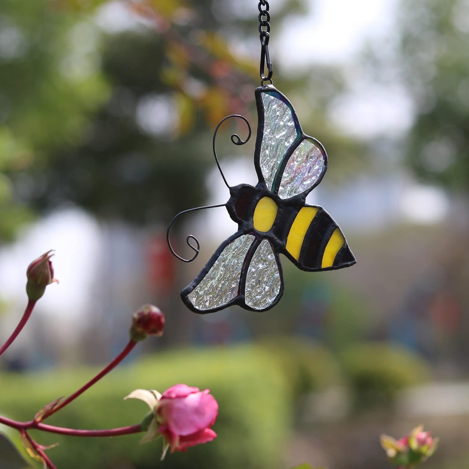 Bumble Bee Stained Glass Window Hanging,Honeybee Suncatcher Gifts | Bee Stained Glass Window Hanging,Suncatcher for