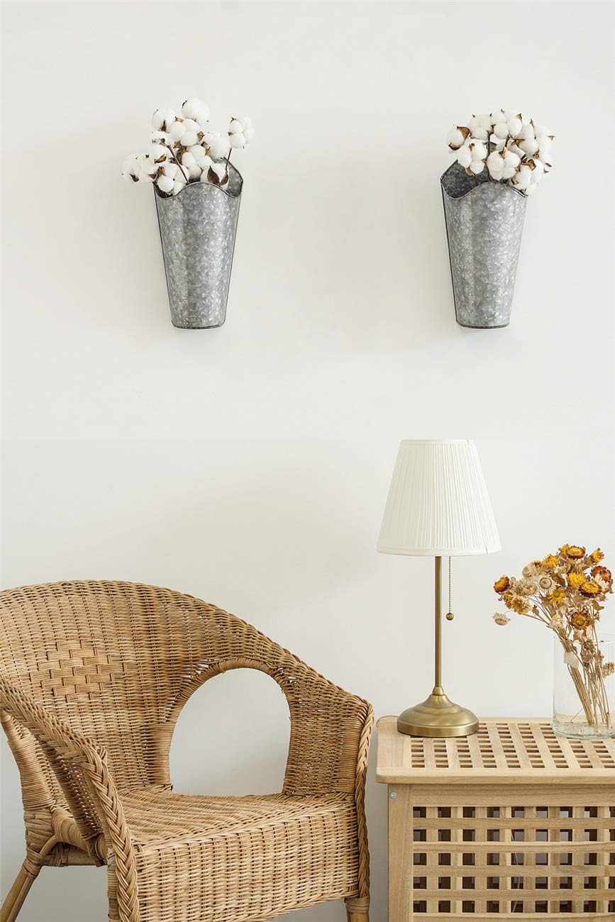 Mkono Metal Wall Planter, Hanging Vase for Flowers Plants, Set of 2, Silver | Rustic Farmhouse Decor, Easy Wall Mount
