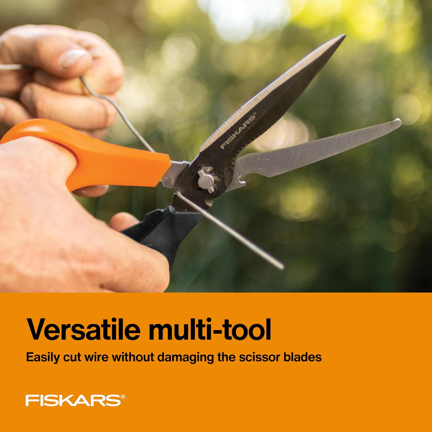 Fiskars 9" 7-in-1 Heavy-Duty Garden Scissors Multi-Tool with Sheath | Take-Apart Shears with Power Notch, Wire & Twine