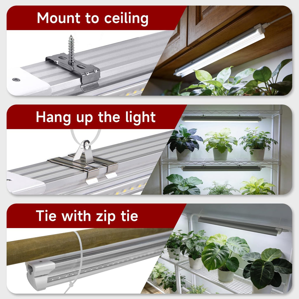 T8 Grow Light for Indoor Plants, 4FT, 42W, 5000K, 2 Pack, Linkable | Indoor Grow Light with Reflector, 2x42W High PPFD