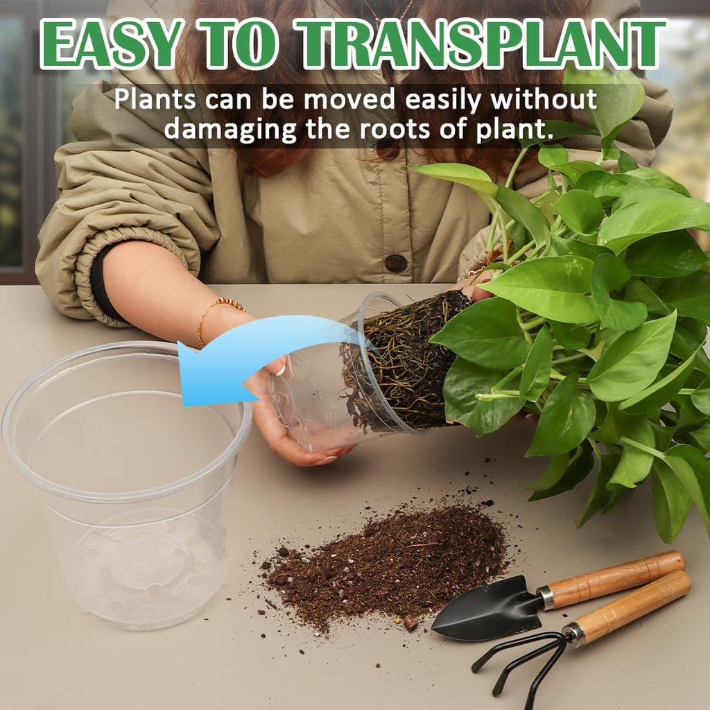 30 Pack 7/6/5/4/3 Inch Clear Nursery Pots for Plants, Flexible Plastic Plant Pots with Drainage Holes, Transparent Seed