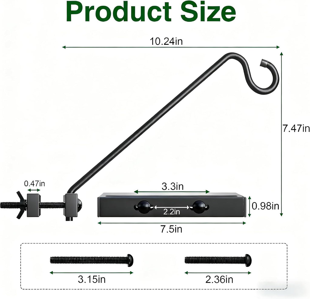 2 Pack 12Inch Deck Hook Deck Bird Feeder Hanger for Railing, 22lbs Capacity | for Hanging Bird Feeders, Suet Baskets