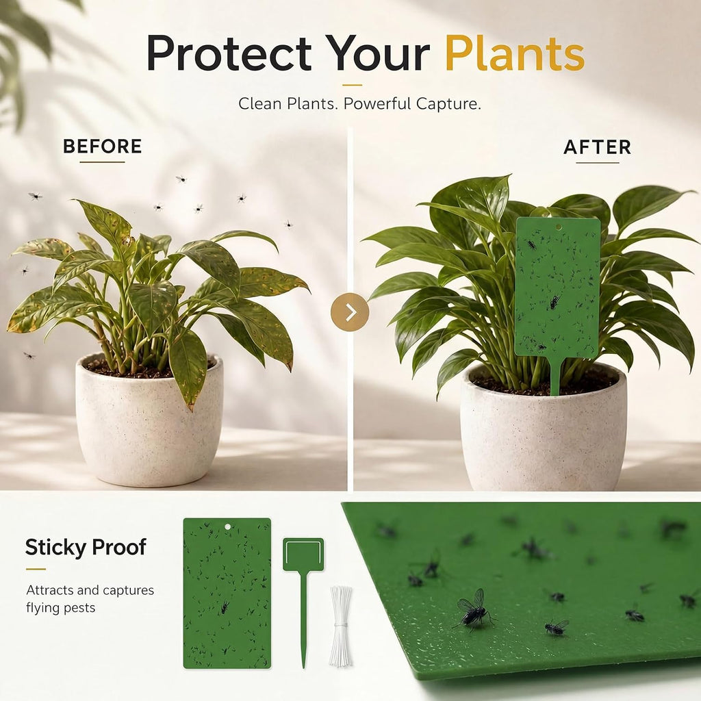 Qualirey 150 Pcs 6 x 8 in Green Sticky Traps for Gnats Plant Insect Trap | Dual Sided Strong Sticky, Fungus Fruit Flies