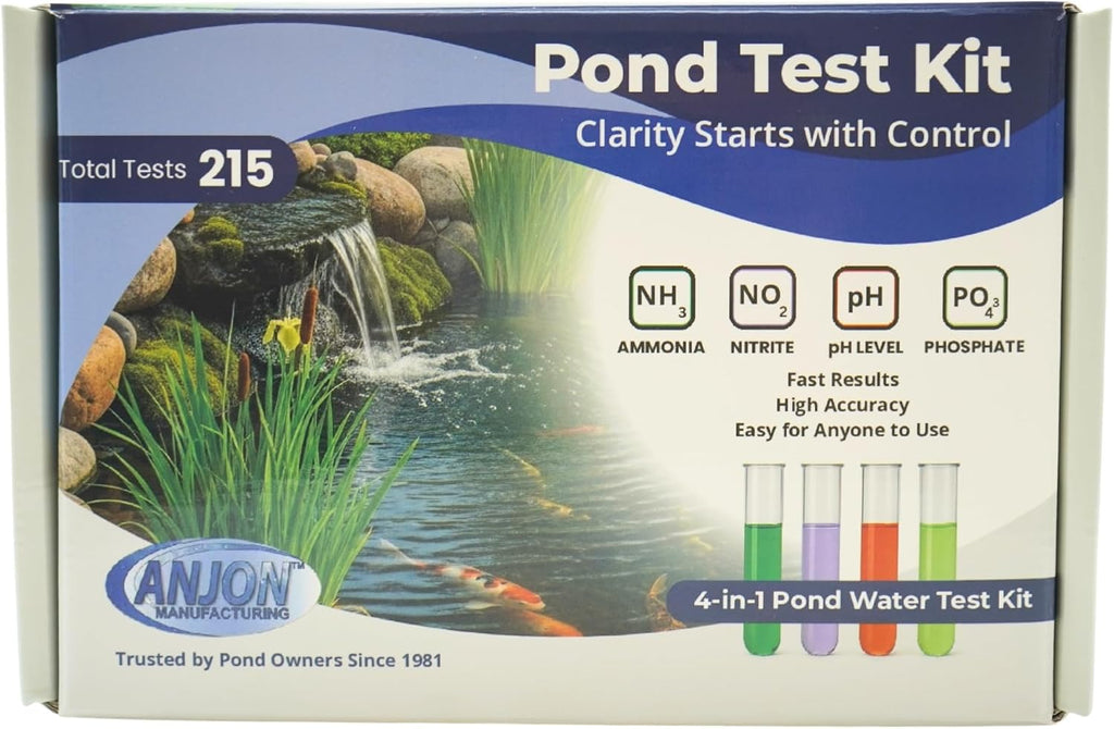 Half Off Ponds 4-in-1 Water Quality Test Kit | 215 total tests, Measures pH and Ammonia, Nitrite, Phosphate, Glass