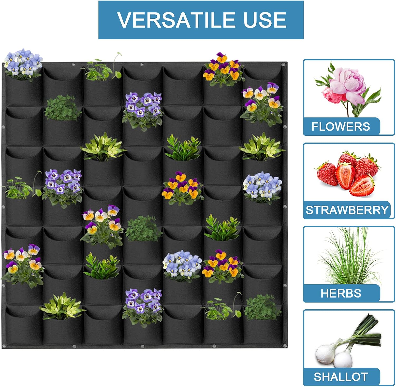 49 Pockets Hanging Planter Bags, Hanging Vertical Wall Mounted Plant Planting Grow Bags, Herb Garden Planter Outdoor