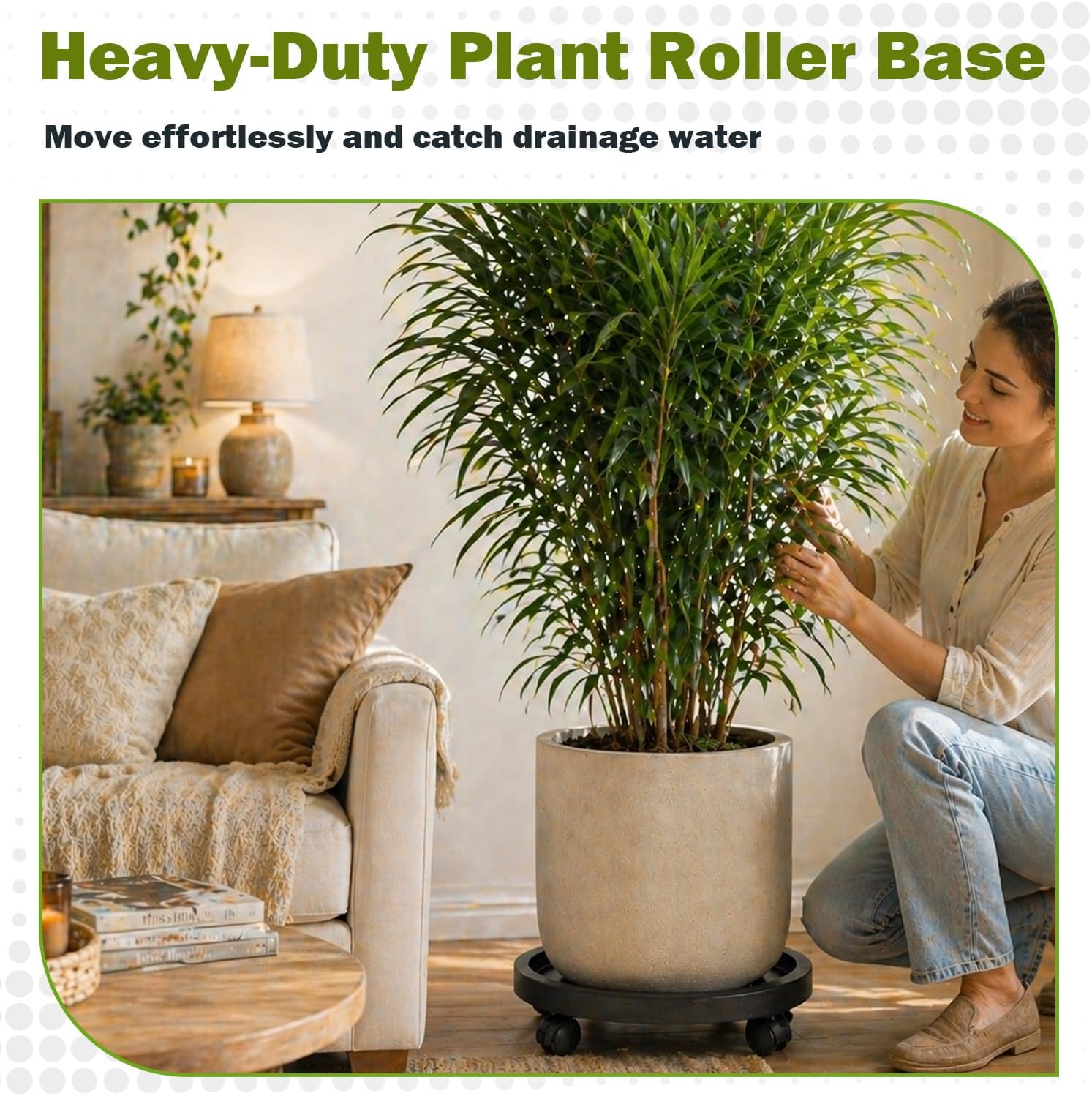 Planterhoma 5 Packs 12 Inch Plant Caddy with Wheels Rolling Plant Stand Wheeled Plant Dolly Heavy-Duty Large Pot Mover