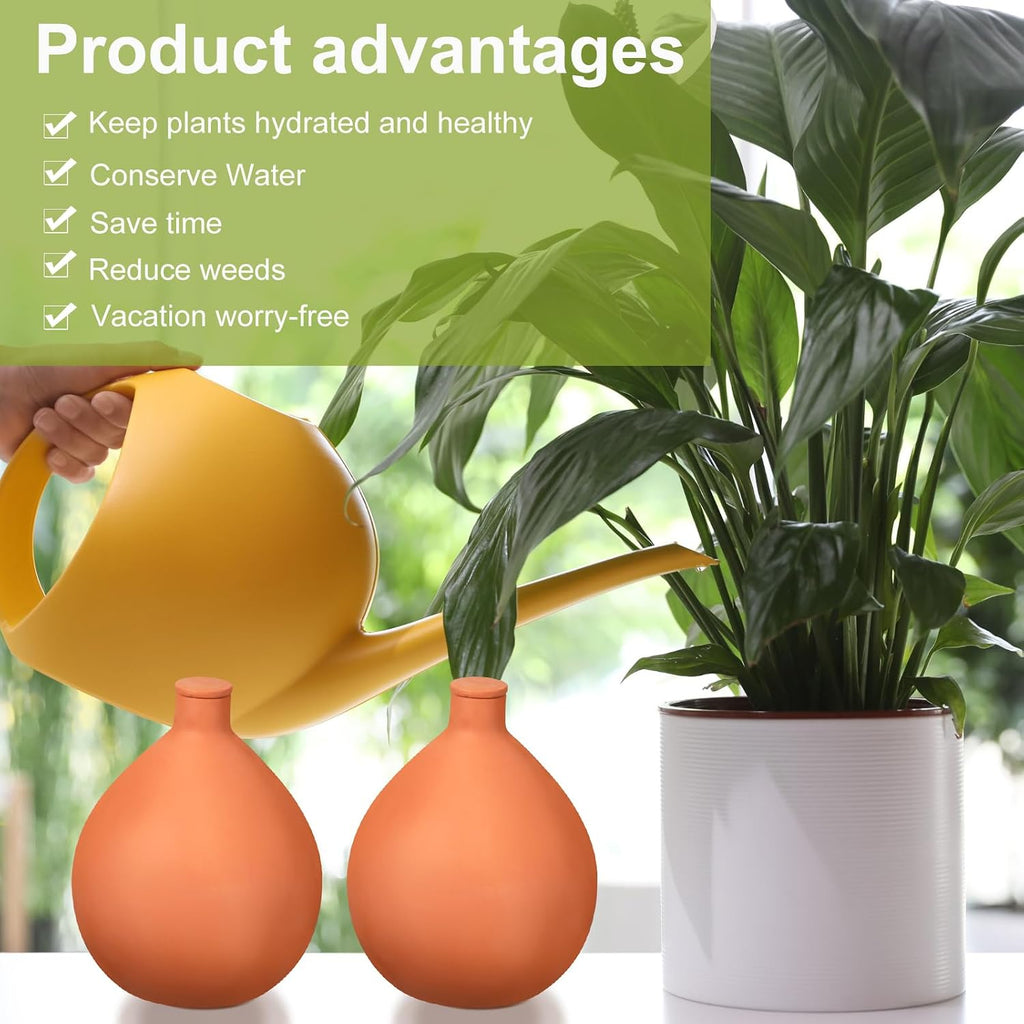 2 Pcs Watering Pots Large Terracotta Watering Pots with Lid 102 oz Terra Cotta Self Watering Pots Water Dripper